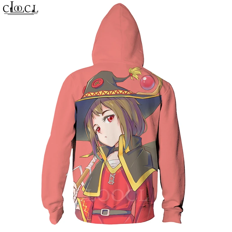 Толстовка Megumin Konosuba с капюшоном аниме на молнии для девушек модная повседневная
