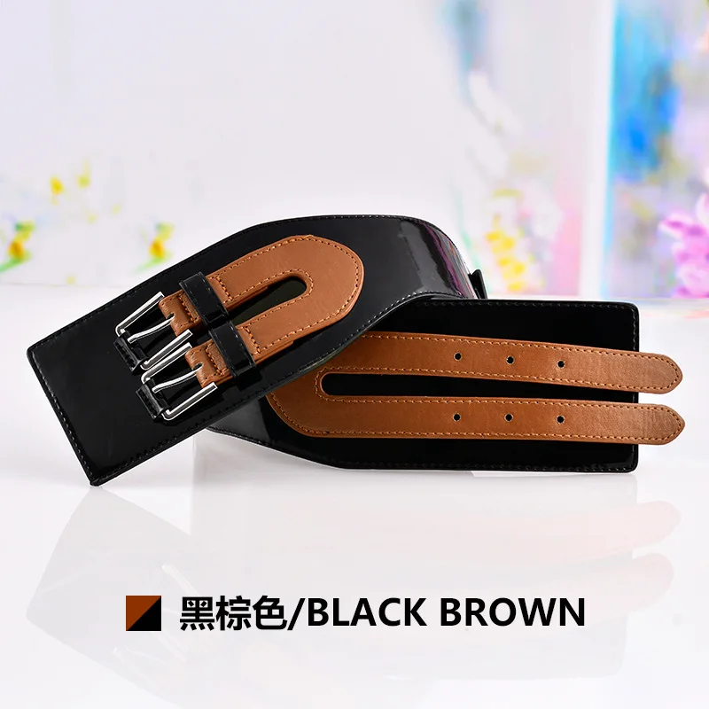 

Retro fashion waist cover imitation leather hollow elastic elastic elastic belt lady