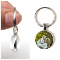 handmade personality photo family double sided keychain photo baby mother kissing child sister family portrait private custom