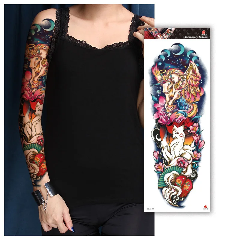 Large Temporary Tattoos For Women Men Full Arm Tattoo Sticker Sleeve Thigh Big Body Art Decal Black Waterproof Fake Tatoo