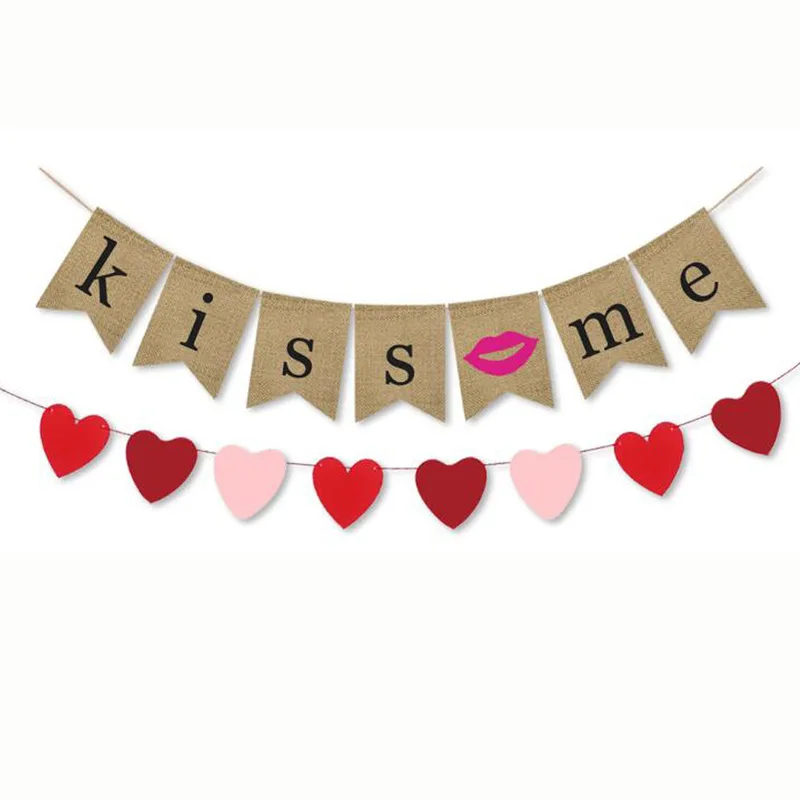 Нетканый Лен градиент pull flag День рождения украшение Поцелуй меня Святого