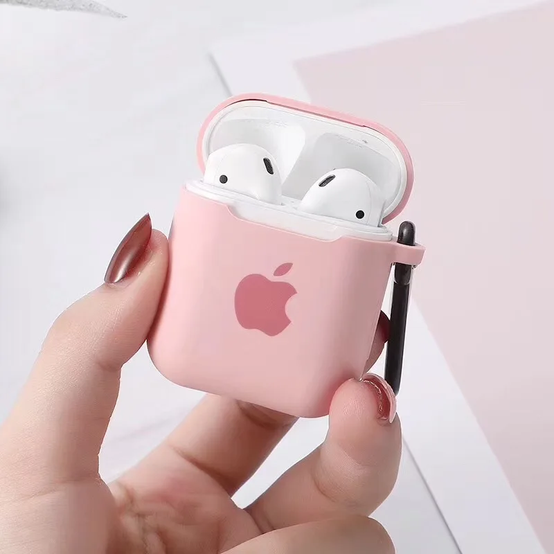 Для Apple AirPods 1 2 Аксессуары для наушников Мягкий чехол милый логотип беспроводной