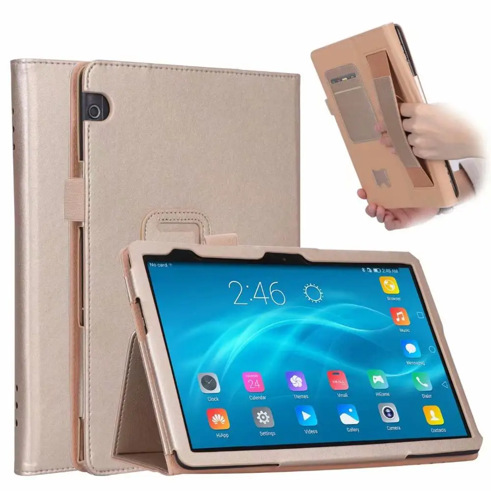Золотой Чехол для планшета из искусственной кожи для huawei MediaPad T5 10 AGS2-L09/L03/W09/W19 10,1 дюймов чехол для планшета Funda+ ручка - Цвет: Золотой