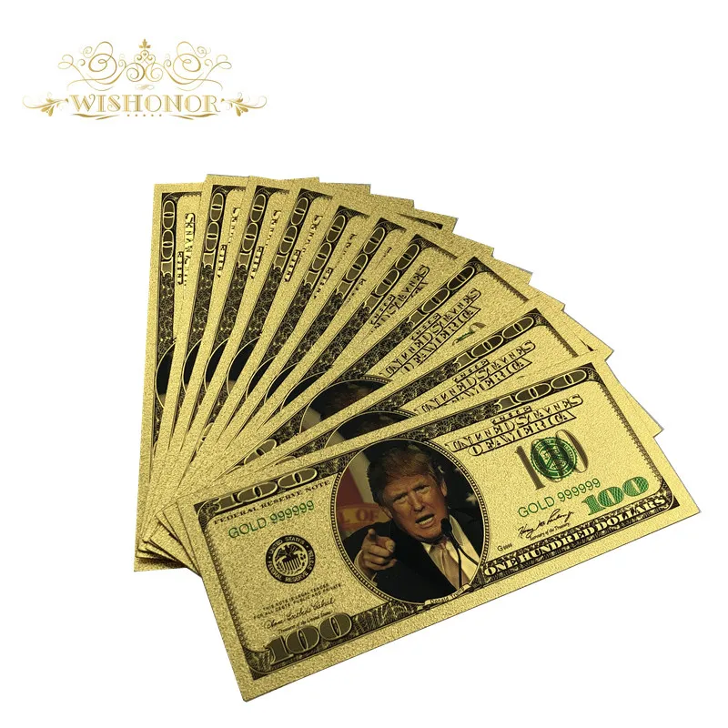 10 шт./партия цветные банкноты на 2020 год 100 доллара США позолоченные бумажные для