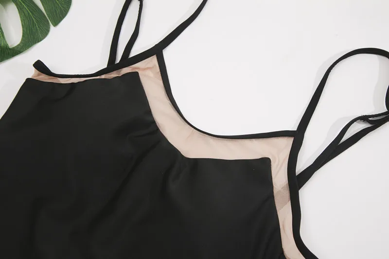 Женский слитный купальный костюм размера плюс черный сетчатый тонкий Монокини s