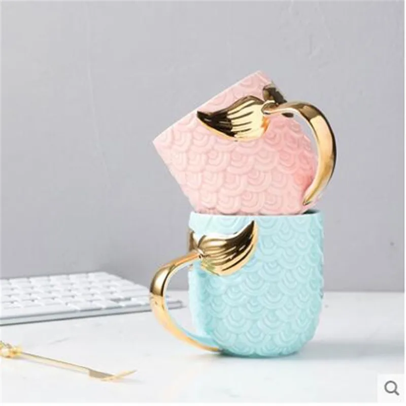 400 мл креативная кружка для кофе с русалочкой керамика высокого качества