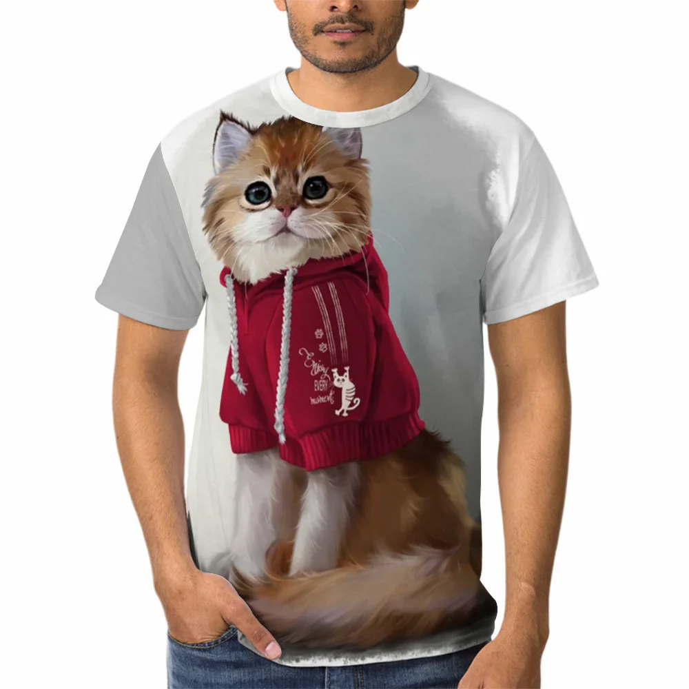 

Summer Men And Women Cool Short Sleeves , Cute Cat And Dog Heads 3d Cartoon Prints Hot Selling Loose Lovers Tops