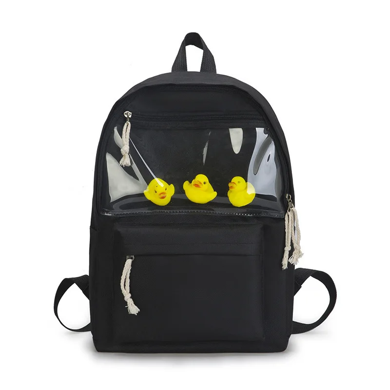 Женский прозрачный рюкзак в виде желтой утки маленький студенческий Корейском