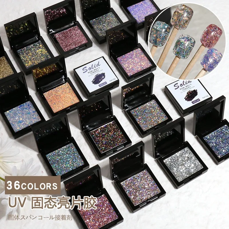 36pcs/Set SOFE'S Soild Nail Sequins Gel UV Polish Gel Giltter 2021new! 5g/BOX Glitter Sequins Gel #2021