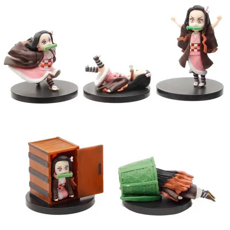 

5pc Demon Slayer Figure Q Posket Kamado Figure Toys Cartoon Doll Ornament Anime Characters Figure Cake Decor Lovely Cartoon Doll