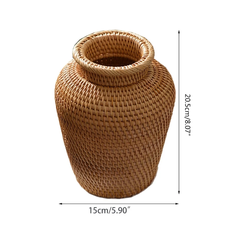

G2AB Autumn Rattan Woven Vase Art Vase Fashion Tabletop Decoration Plants Flower Pot Faddish Home Gardening Supplies Flower