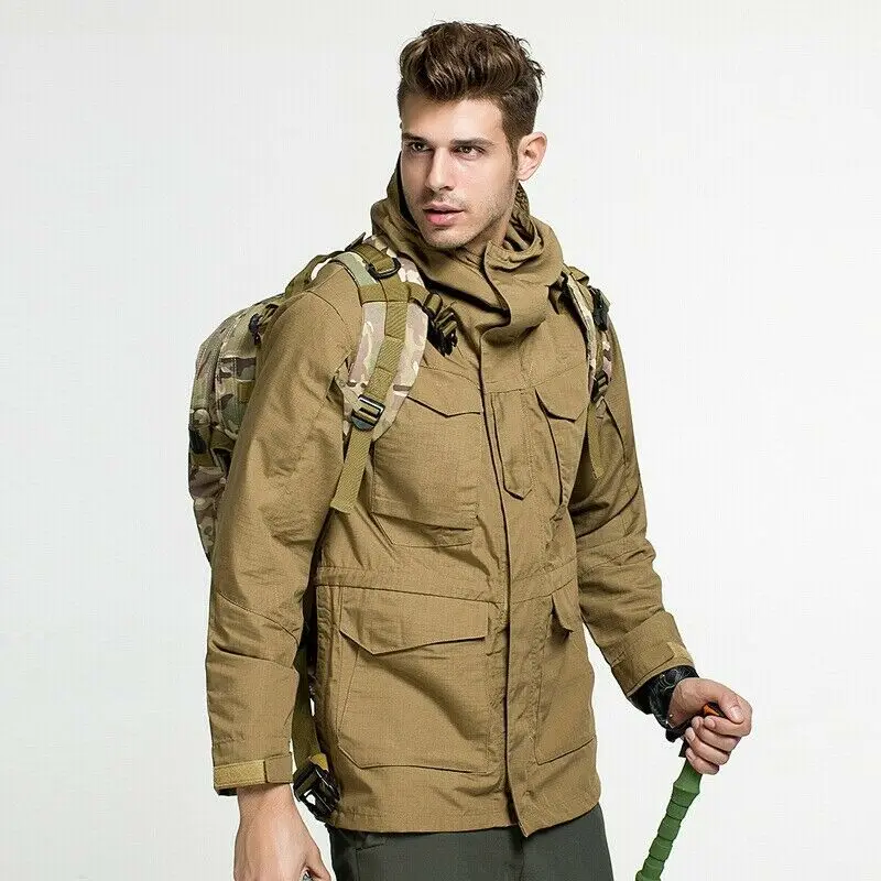 

Men's Classic Army Camouflage Jacket Hooded Long Sleeve Outdoor Chic Outwear
