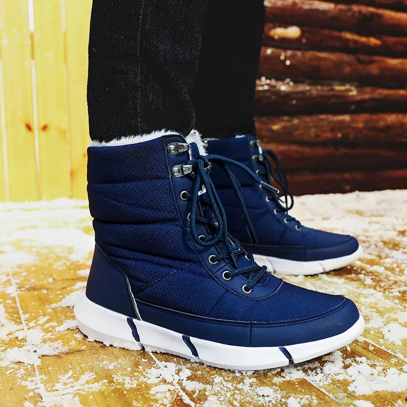 2019 новые модные зимние теплые мужские ботинки на меху Нескользящие мужская