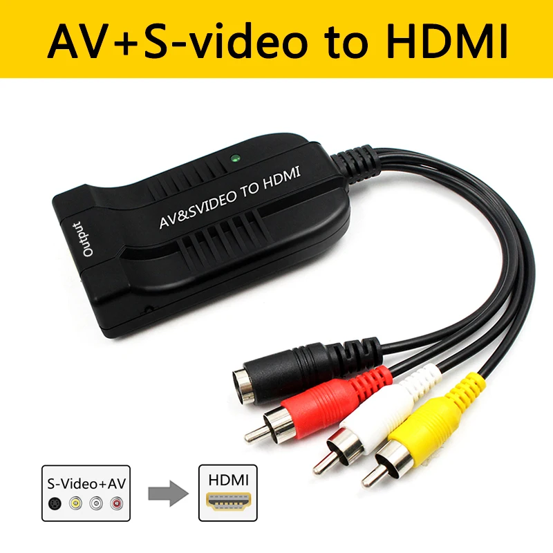 Мужской CVBS AV и Female S Video To HDMI 1080P Аудио конвертер вертлюг адаптер для HD TV VHS VCR DVD