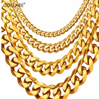 collare 316l stainless steel chain men jewelry wholesale black gungold color cuban link chain men necklace wholesale n103