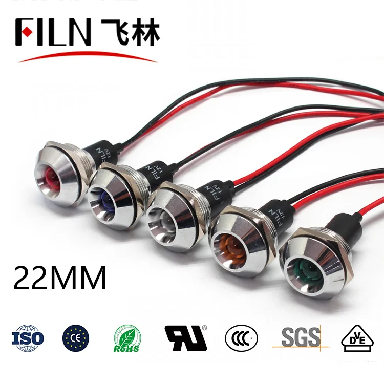 FILN Metal 22mm Mounting Size Wired Terminal Indicator Light 12v 24v 110v 220v LED indicator light | Лампы и освещение