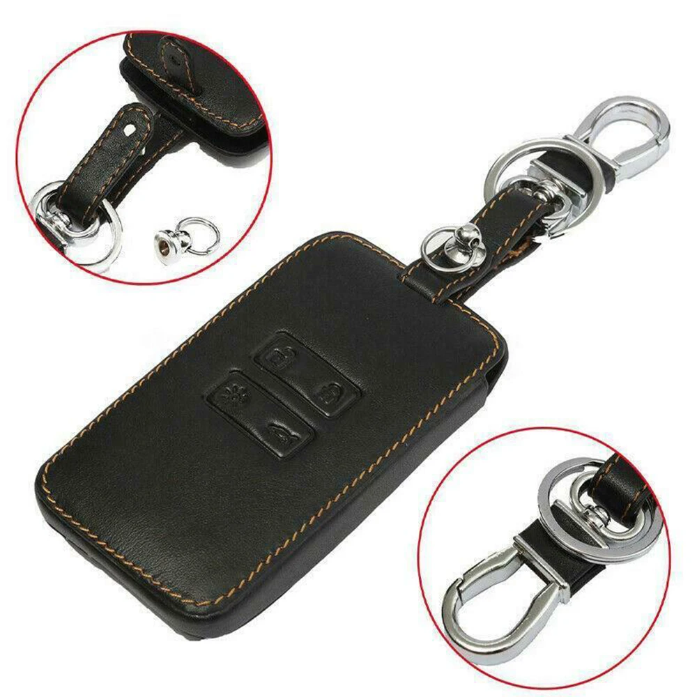 

Car Key Cover Auto Black Leather Holder For Renault Captur Megane Parts