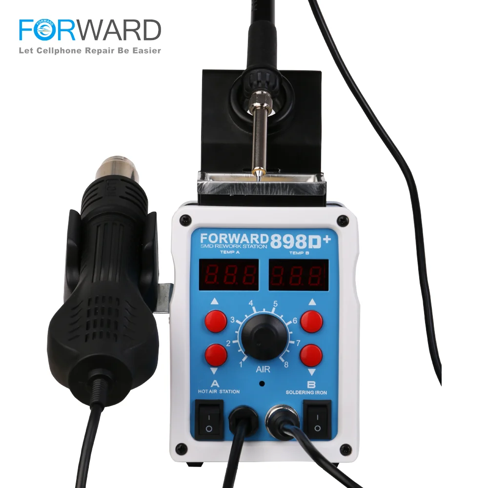 forward 898d smd desoldering stations with hot air gun for repairing mobile phones lead free soldering free global shipping
