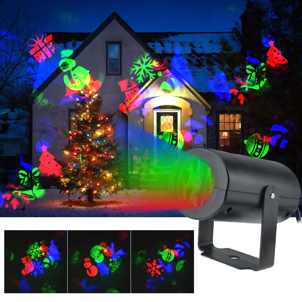 12 Patterns Christmas Projector Lights Outdoor Waterproof LED Snowflake Projection Lamp for Holiday Party KTV Bar Decoration | Лампы и