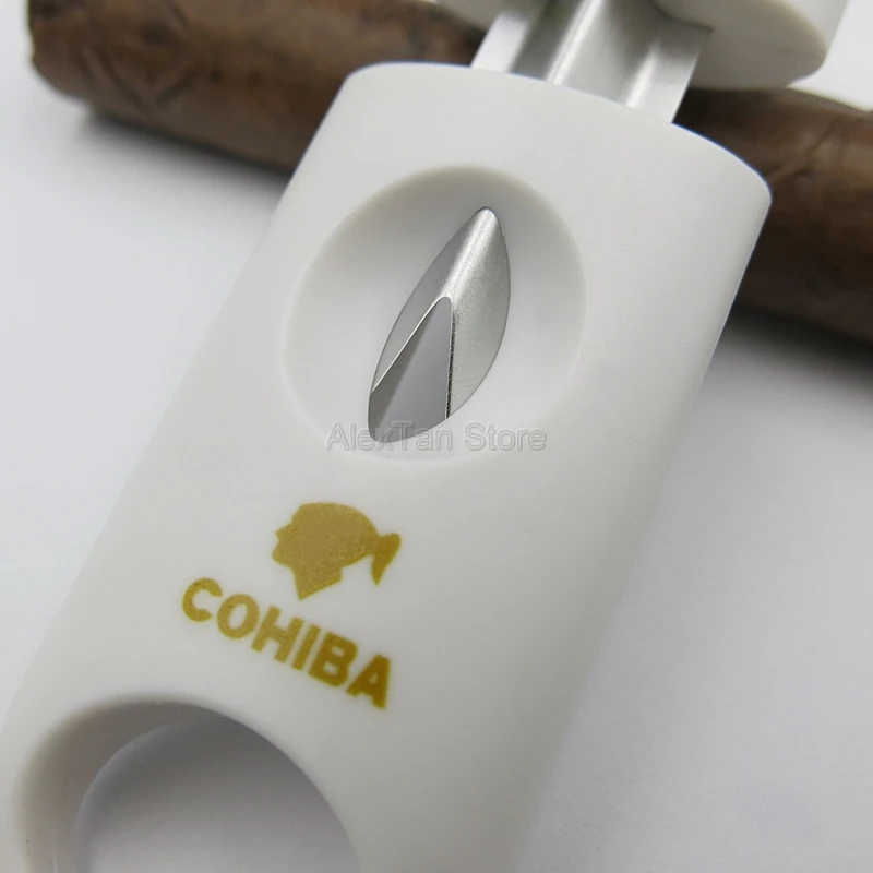 COHIBA брендовые пластиковые v-образные сигары резак острые сигареты резка металла нержавеющая сталь лезвия гаджеты сигары