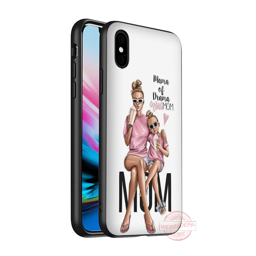 WEBBEDEPP мама и дочь рисунок Мягкий Силиконовый ТПУ чехол для телефона для iPhone 5 6 7 8 Plus X XS XR XS Max 11 11peo 11proMax - Цвет: 2