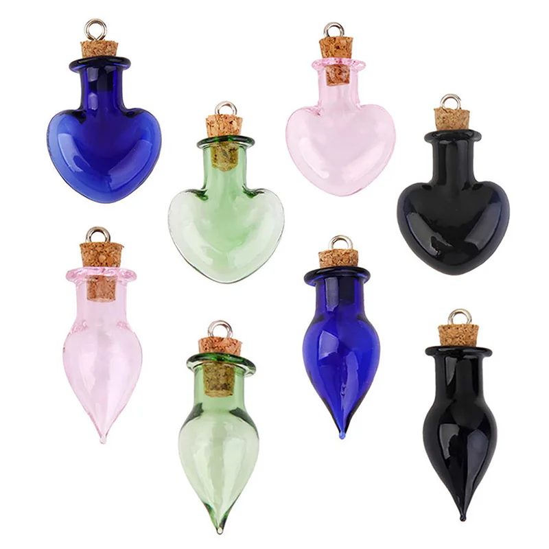5Pcs Mini Small Glass Wishing Bottles With Cork Drift Jars DIY Gift Transparent Empty Container Christmas Hanging Decor | Дом и сад