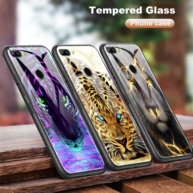 Закаленное Стекло чехол для samsung Galaxy A10 A20 A30 A40 A50 A70 A80 A6S A8S J4 плюс M10 M20 M30 S9 S10+ рисунок животных Чехлы