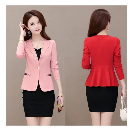 Женский офисный Блейзер на пуговицах приталенный однотонный большого размера с