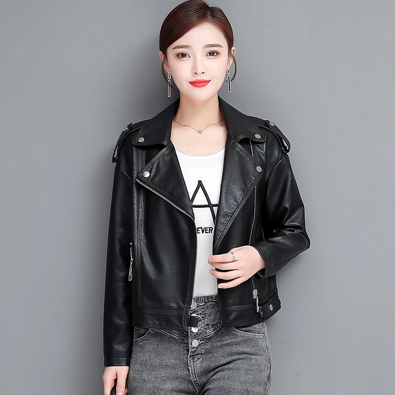 Leather coat women's spring and autumn 2021 new Korean loose sheep leather jacket women's short locomotive leather coat