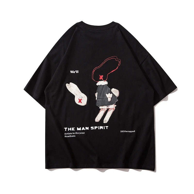

Summer T Shirt Women Hip Hop Cartoon Rabbit Print Short Sleeve Woman T-shirt Casual Cotton Harajuku Oversized Tops Tees