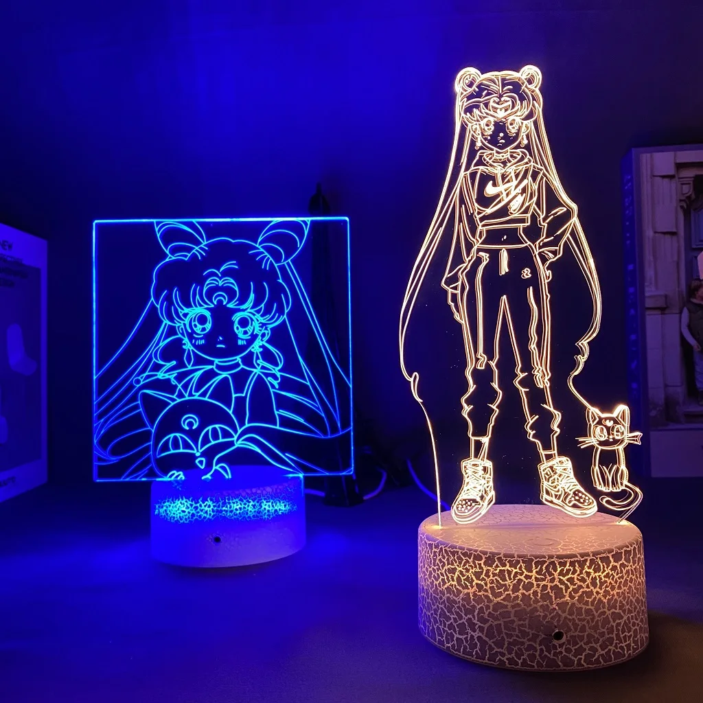 

Anime Sailor Moon Led Light Fixture For Home Kids Bedroom Manga Figure Nightlight Child 3D Lamp Sailormoon Gift Room Decor