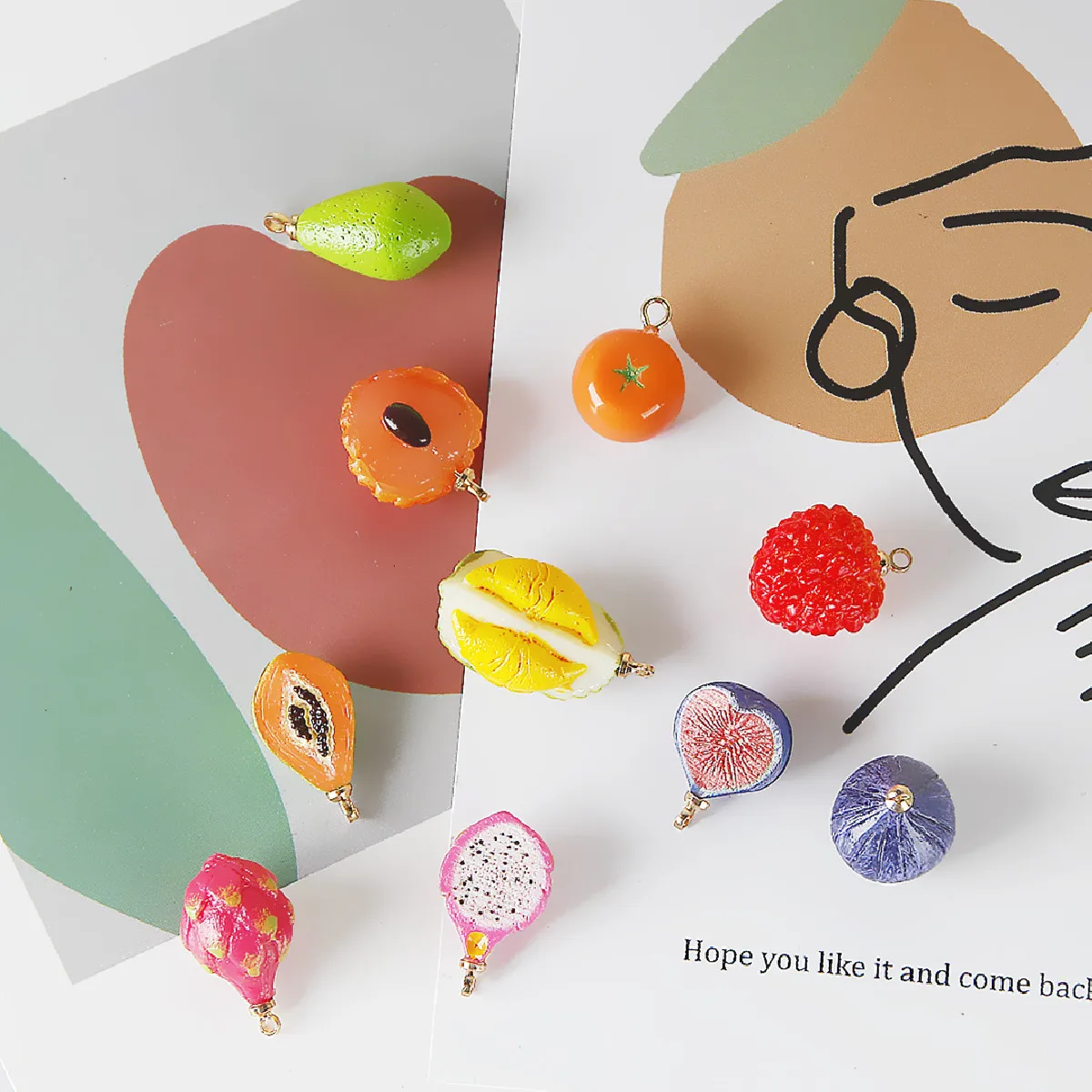 Полимерные кулоны в виде фруктов личи питая папайя сделай сам ювелирные изделия