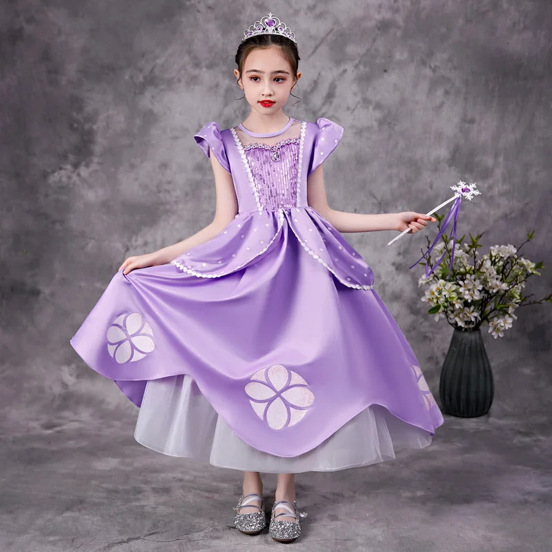 

Girls Cosplay Dresses Christmas Baby Princess Girl Purple Petal Tulle Party Dress Flower Bridesmaid Wedding Birthday Costume