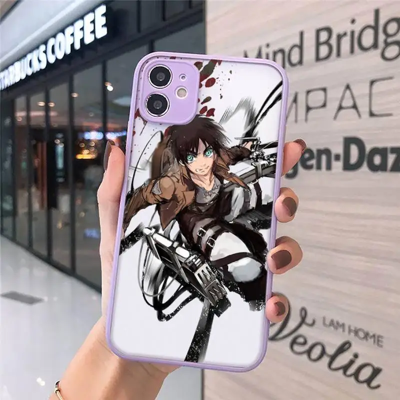 

Anime Japanese attack on Titan Phone Case Matte Transparent for iPhone 7 8 11 12 s mini pro X XS XR MAX Plus cover funda