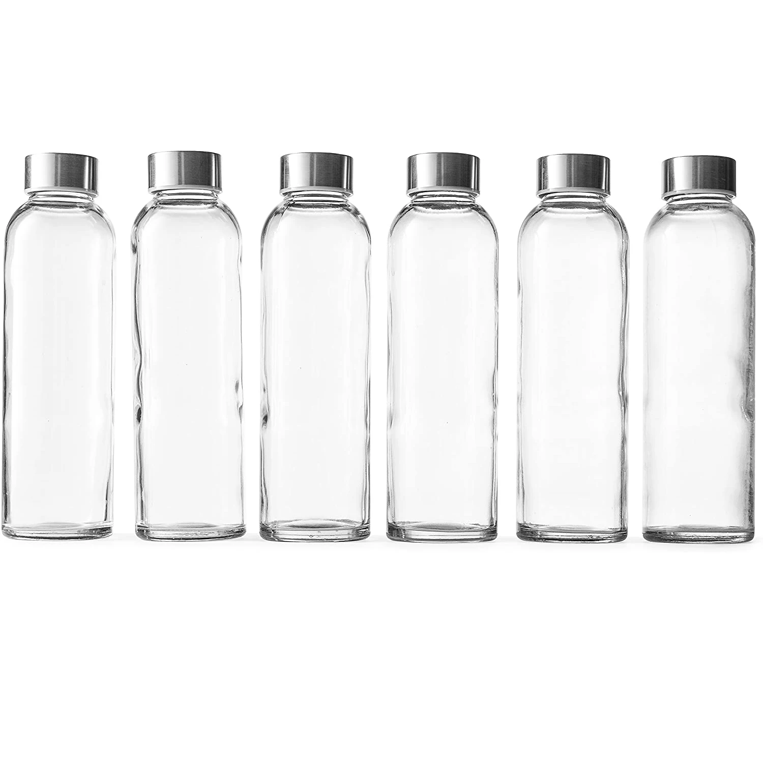 

Glass Water Bottles Stainless Steel Leak Proof Lid Soda Lime Reusable Drinking Bottle Sauce Jar Juice Beverage Container