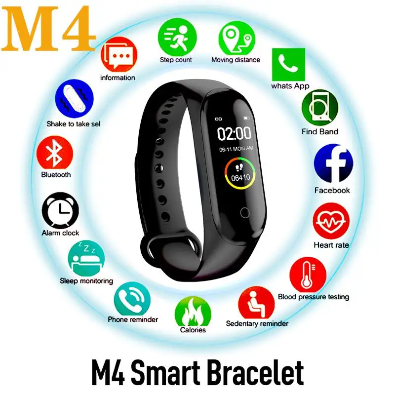 

M4 Smart Bracelet Watch Fitness Tracker Smartband Heart Rate Blood Pressure Monitor Smart Band For Xiaomi iOS Android Phone