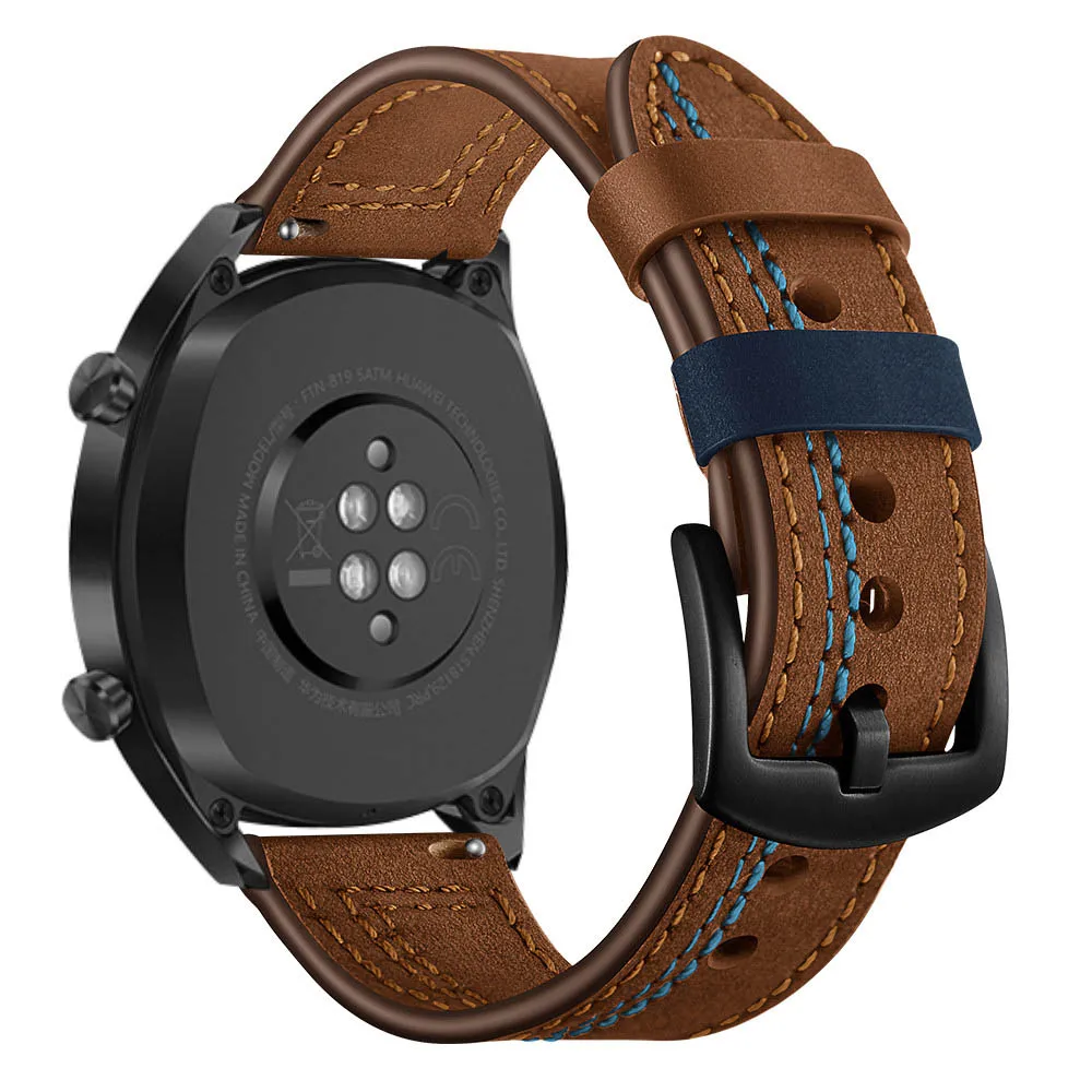 Кожаный ремешок в шовном стиле для Huawei Watch 3/Pro GT 2 46 мм браслет Samsung Galaxy 3 45 мм/46 22