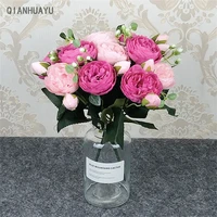 1pc 5 heads artificial peony fake rose for vase christmas home room decor wedding bride holding flowers decoration accessories