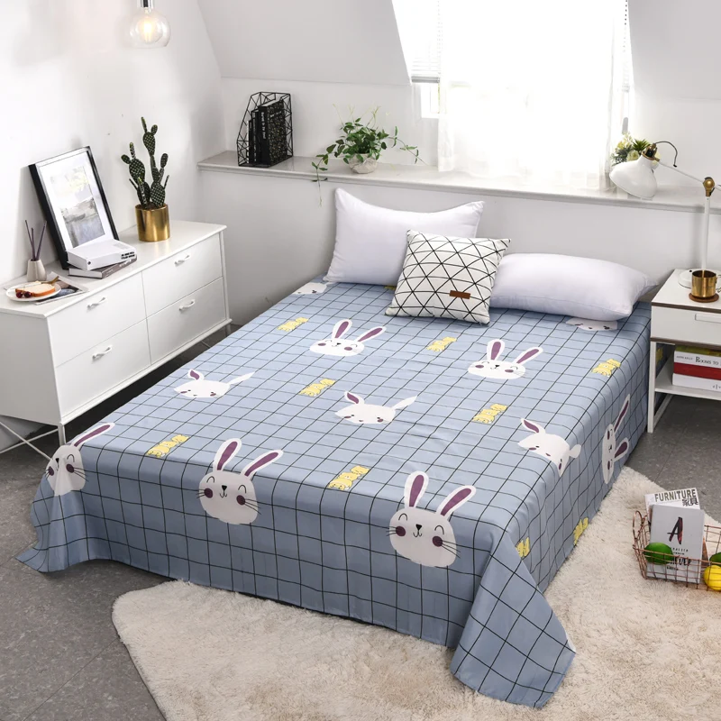 Liv Esthete милый мультяшный кролик сетка плоская простыня с принтом постельное белье