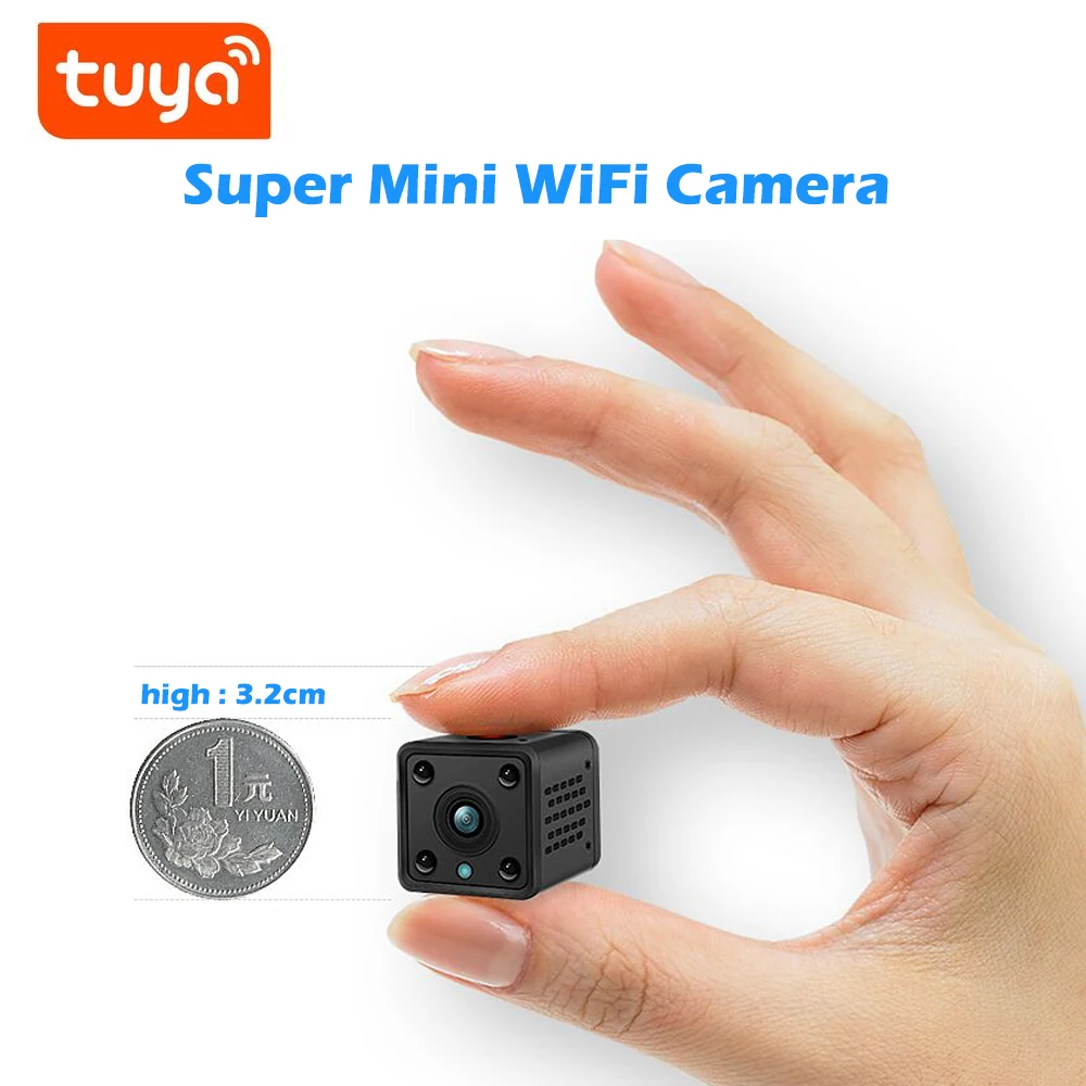 Tuya Мини Wifi камера 1080P умный дом Безопасность детский монитор 140 градусов широкий угол беспроводной мини IP камера Встроенный аккумулятор лучший