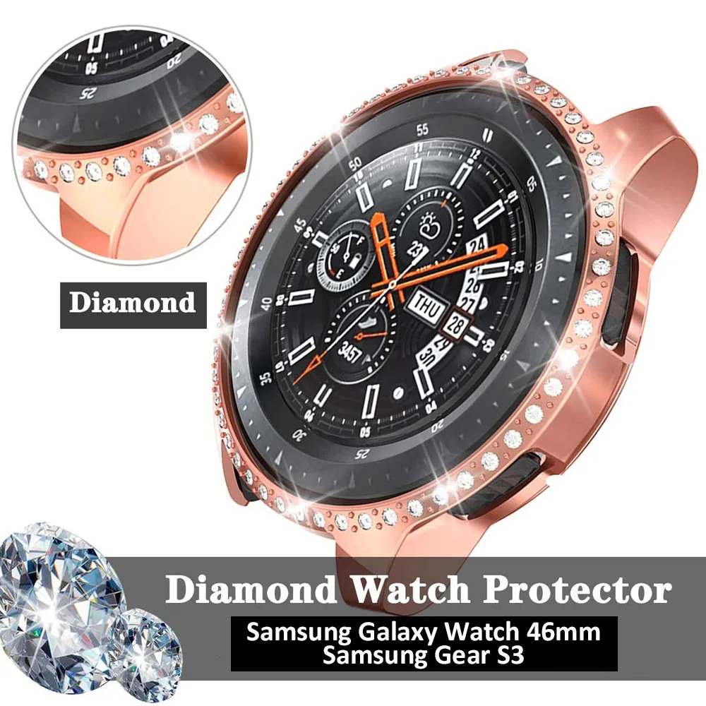 

Diamond Case for Samsung Gear S3 Frontier/Classical & Galaxy Watch 46mm Smartwatch Bands Accessories Plated Protective Bumper