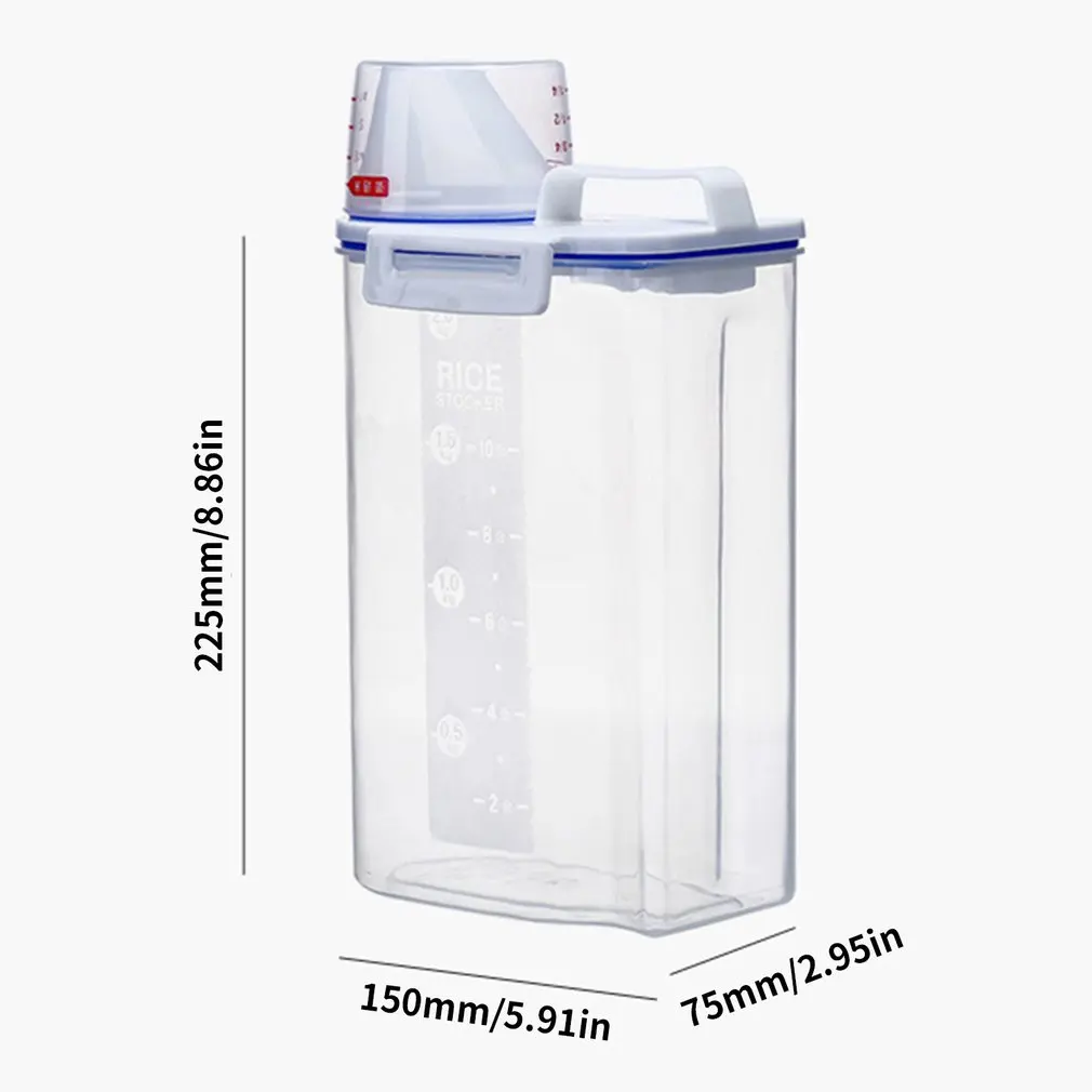 

Pet Food Storage Container Airtight Dog Cats Foods Barrel with Measuring Cup Grain Rice Bin Bean Grain Container Organizer