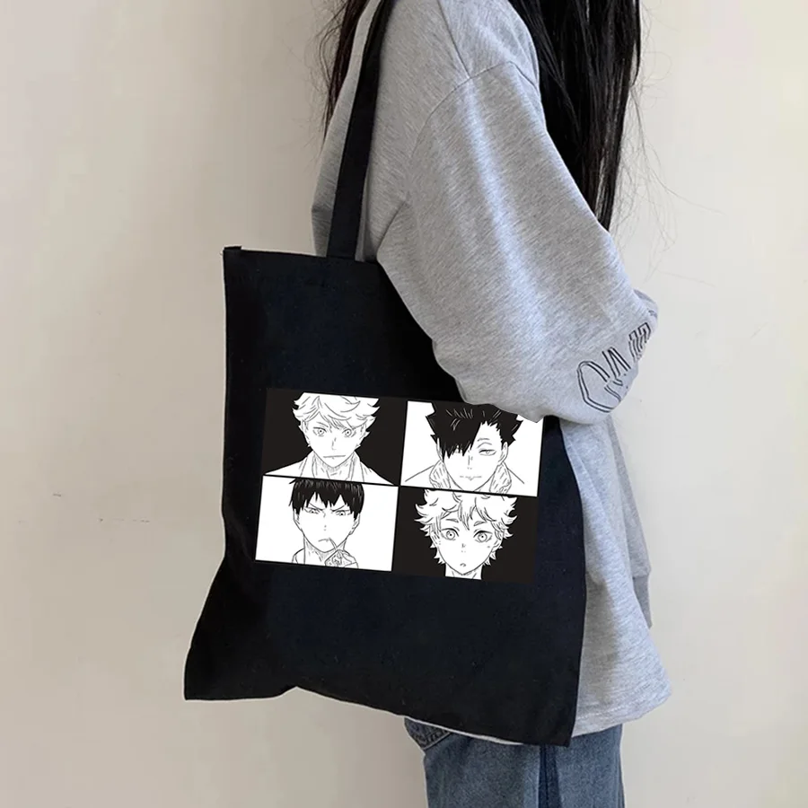 

Японские Аниме Haikyuu мультфильмы новые дамские сумочки Холщовая Сумка-тоут сумка-шоппер на плечо для женщин 2022 Корейская сумка для покупок н...