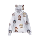 Детская толстовка с капюшоном, кошачьи уши, 3D комикс Demon Slayer, для мальчиков и девочек, топы, осень, хип-хоп, аниме Kimetsu no Yaiba, Kawaii