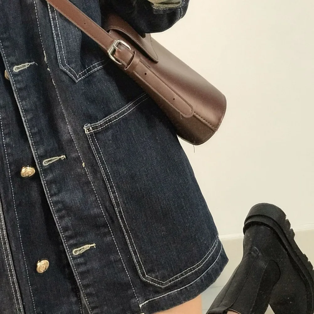 

Basic Jackets Women Retro Denim Ins BF Style Fashion Simple Single Breasted Teens Outwear All-match Street Vintage Femme Coats