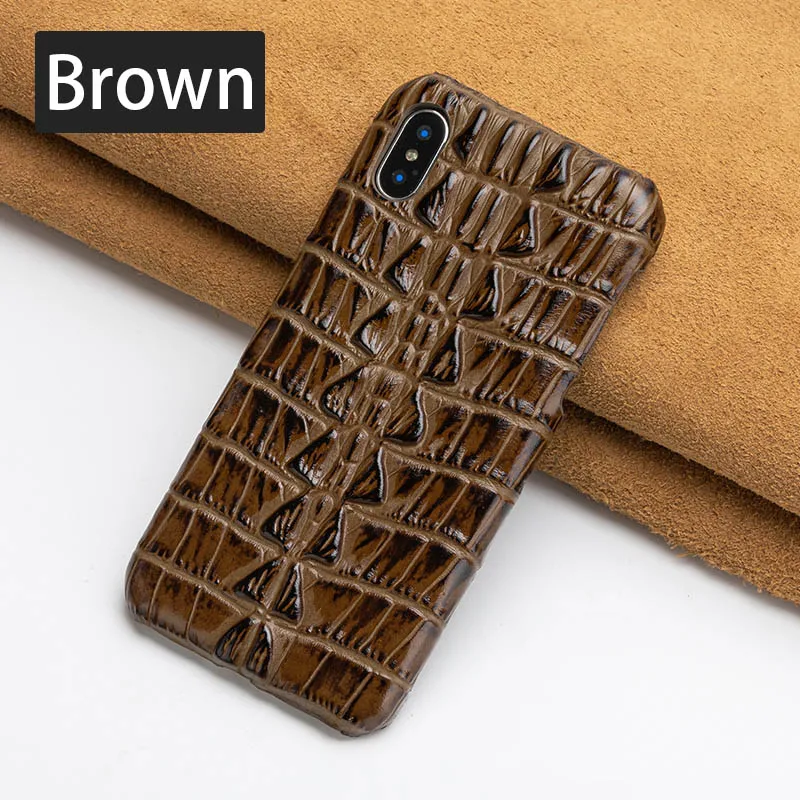 Brown Tail Роскошный чехол для телефона из воловьей кожи для iPhone Xr 6 6s 7 8 Plus X Xs Max, чехол с текстурой крокодиловой задней панели для 6p 6s p 7p 8p - Цвет: Brown Tail