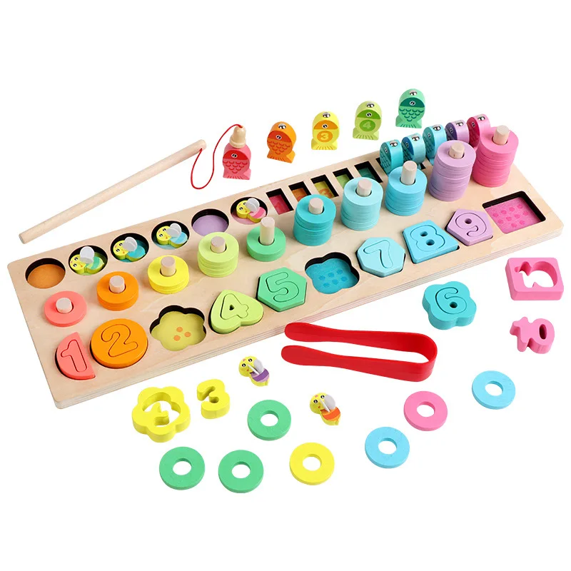 Wooden Educational Toys Early Childhood Fishing Toy Digital Shape Correspondence Teaching Aids for Children lagopus 100 pieces of educational toys wooden toys wooden suits small train tracks children early education toy for children