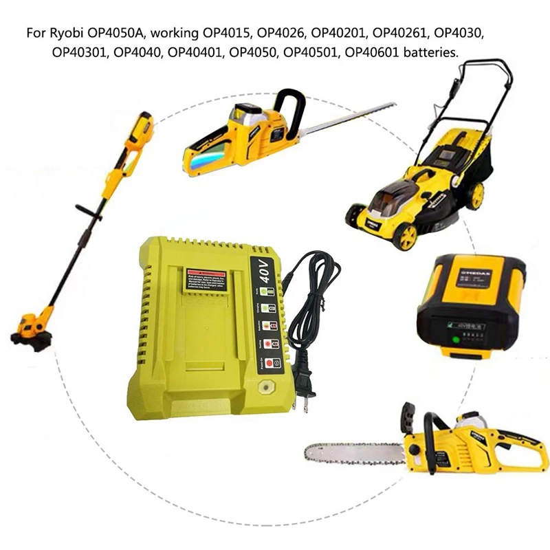 

OP401 40V Lithium-Ion Battery Charger for Ryobi OP4050A OP4015 OP4026 OP4030 OP4040 OP4050 Battery US Plug