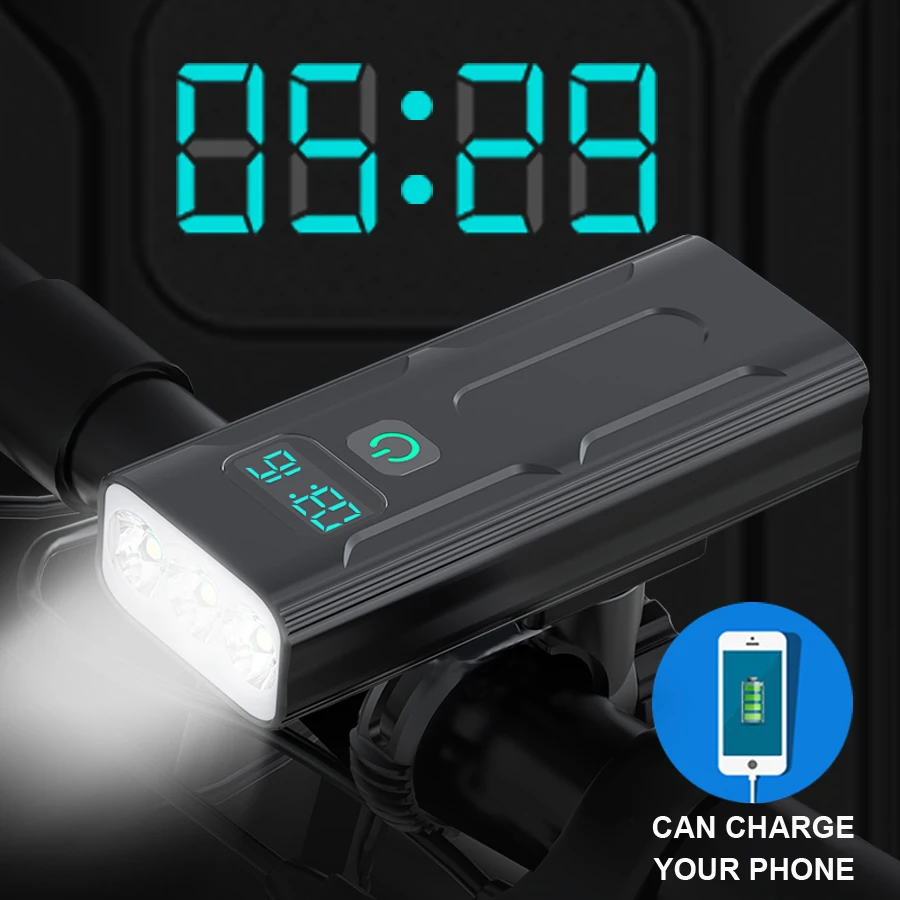 

3 LED Waterproof Bike Light Bicycle Light Digital Display L2 T6 Bike Front Light USB Chargeable Cycling Headlight as Power Bank