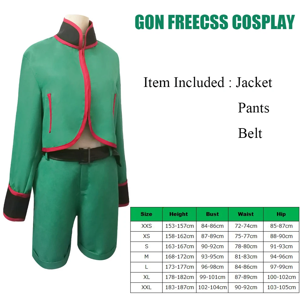 Reneecho Teenagers Gon Freecss Cosplay Adult Men Hunter X Costume Jacket Pants Belt Full Set |